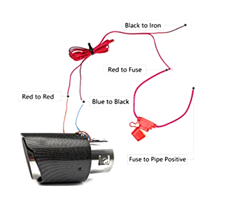Racing Flame Led Exhaust Muffler Tip Carbon Fiber Racing Automobile Car Tail Pipe Light 2.5 Inch Inlet 4 Inch Outlet