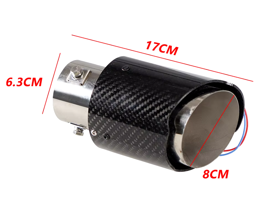 Racing Flame Led Exhaust Muffler Tip Carbon Fiber Racing Automobile Car Tail Pipe Light 2.5 Inch Inlet 4 Inch Outlet