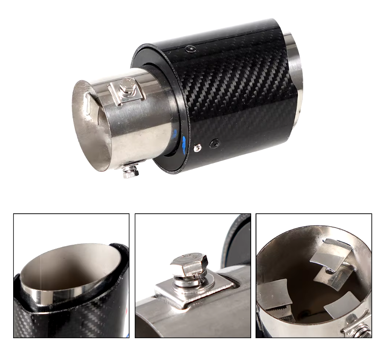 Racing Flame Led Exhaust Muffler Tip Carbon Fiber Racing Automobile Car Tail Pipe Light 2.5 Inch Inlet 4 Inch Outlet