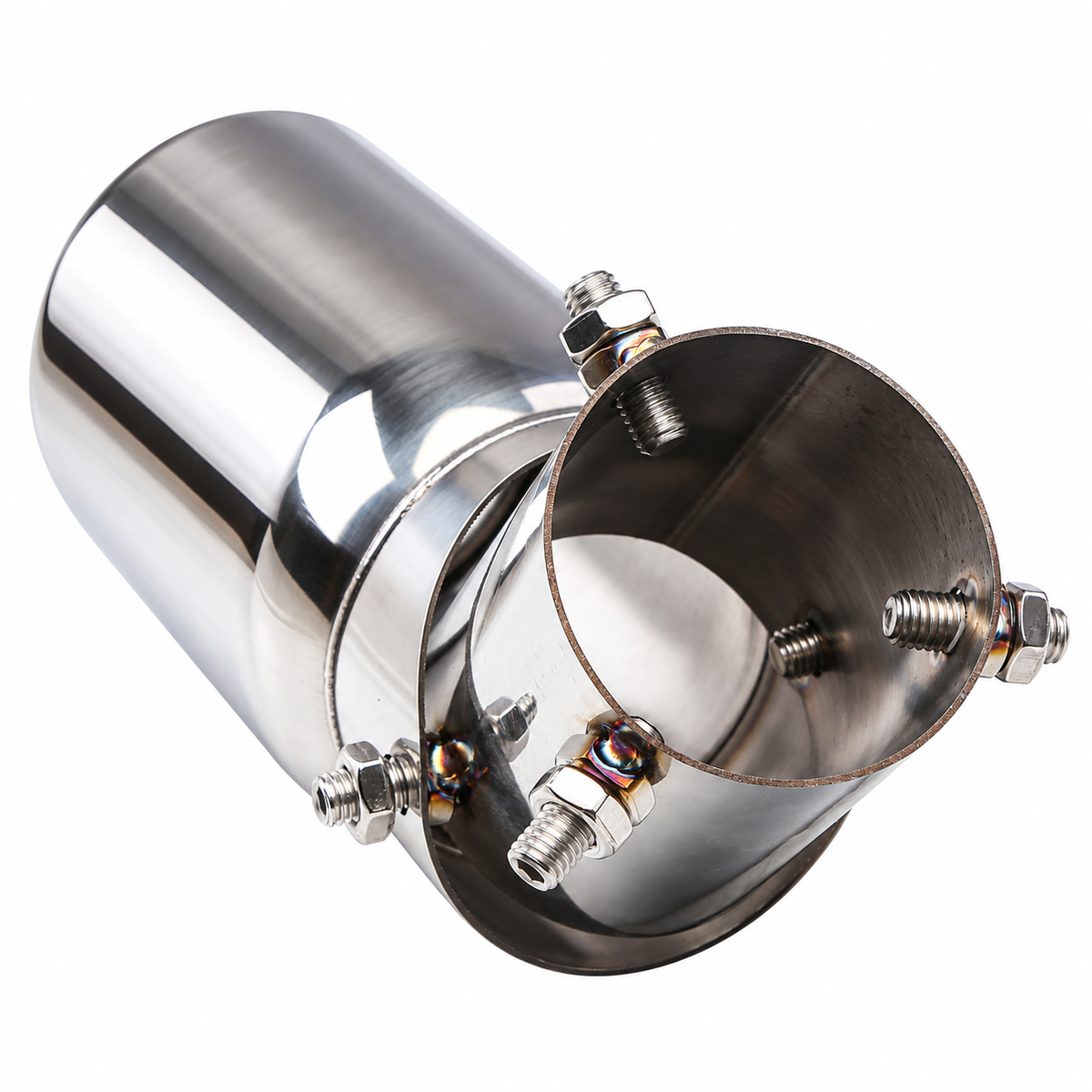 Adjustable Stainless Steel Exhaust Tip – Angled Dual-Wall Muffler Tip for 63–89mm Exhaust Pipes