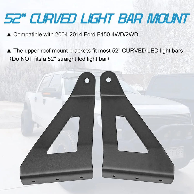 52Inch Curved LED Light Bar Mounting Bracket 52’’ Upper Roof Windshield Mount Bracket