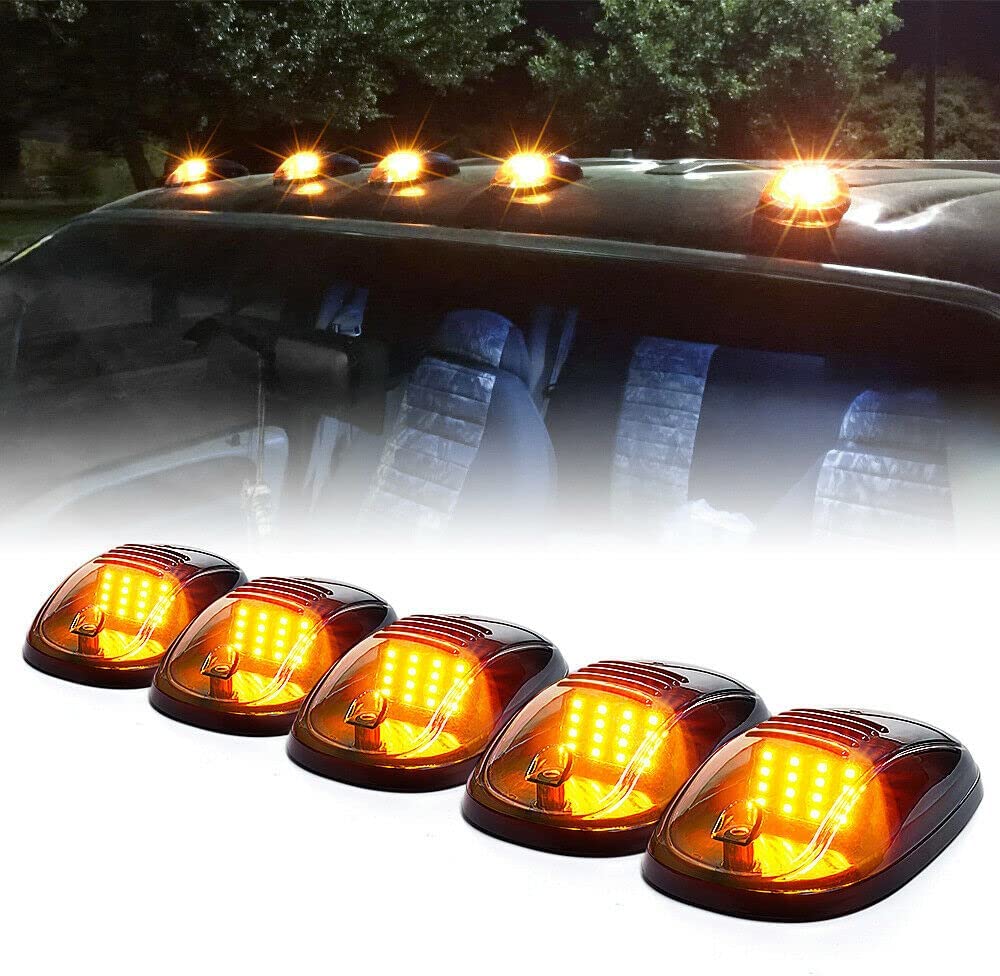 5PCS/set 12V Smoked Amber Cab Roof Top Running LED Light Roof Clearance Light
