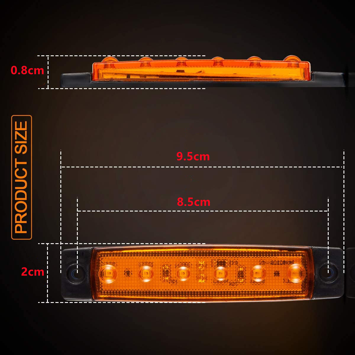2PCS × 12V Side Marker Lights