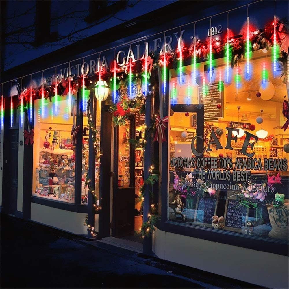 AC Power 30cm x8pcs Beads Falling Meteor Rain Lights String Lights-Colourful