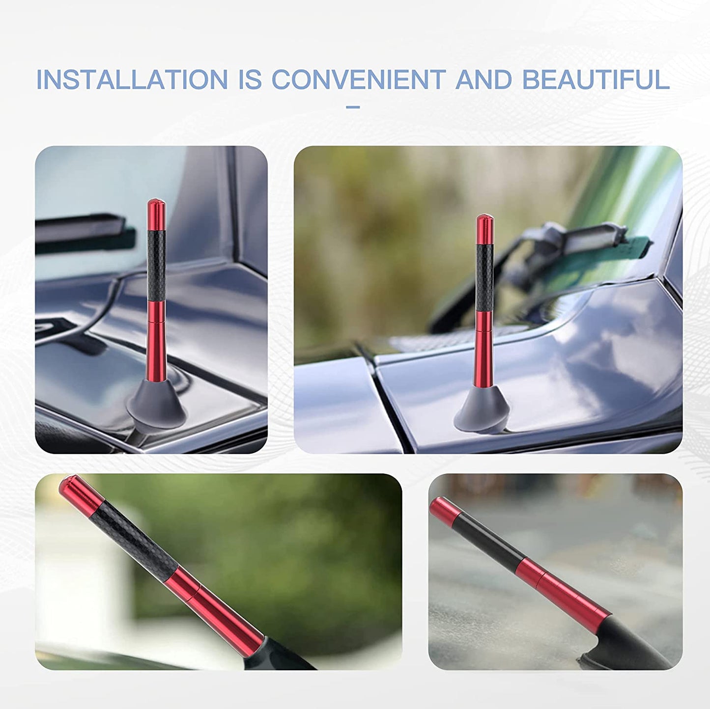 Universal Car Antenna Mast Carbon Fiber Vehicle Replacement Short Antenna