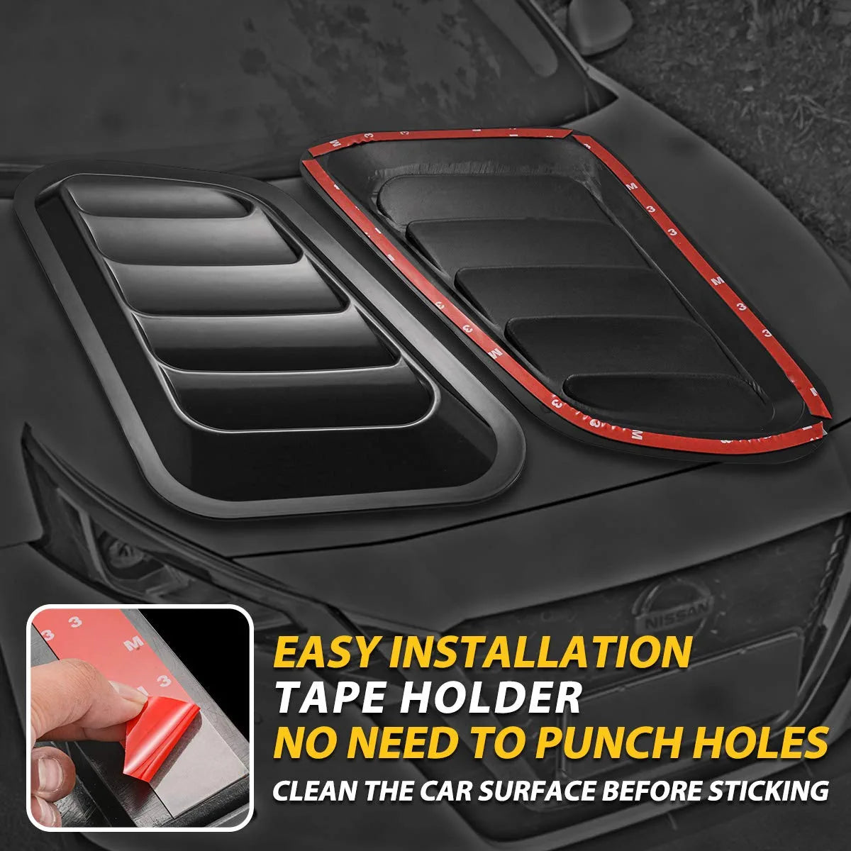 1 Pair Universal Car ABS Decorative Air Flow Intake Scoop Turbo Bonnet Vent Cover Hood