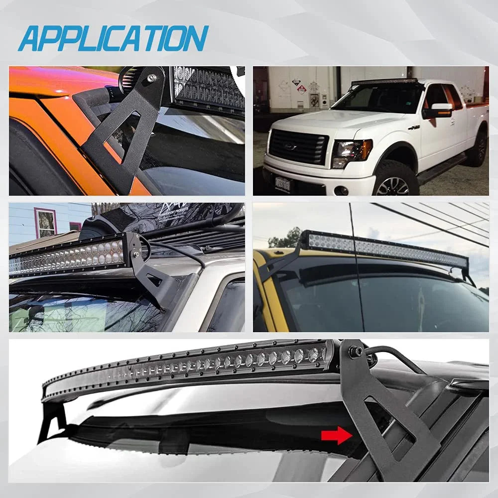 52Inch Curved LED Light Bar Mounting Bracket 52’’ Upper Roof Windshield Mount Bracket