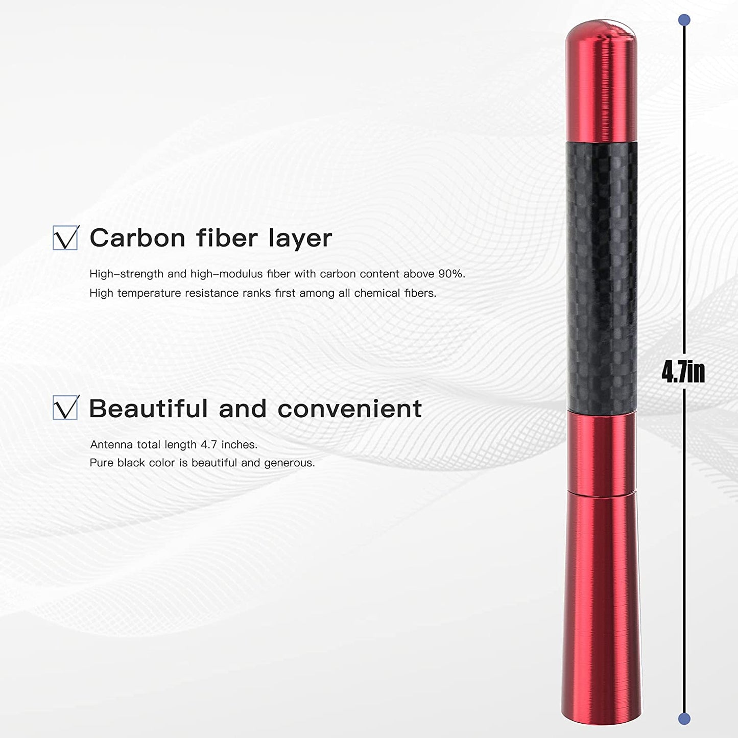 Universal Car Antenna Mast Carbon Fiber Vehicle Replacement Short Antenna