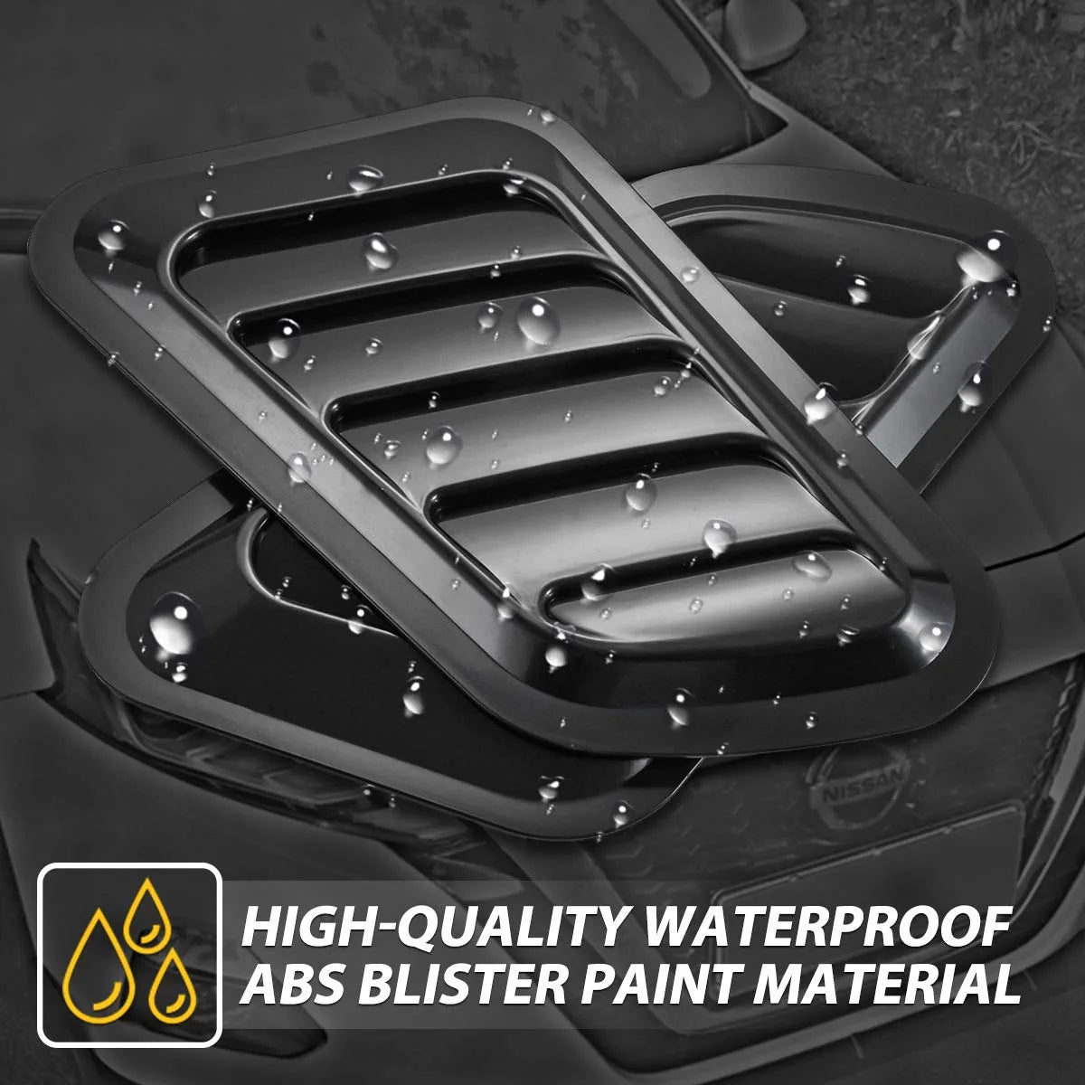 1 Pair Universal Car ABS Decorative Air Flow Intake Scoop Turbo Bonnet Vent Cover Hood