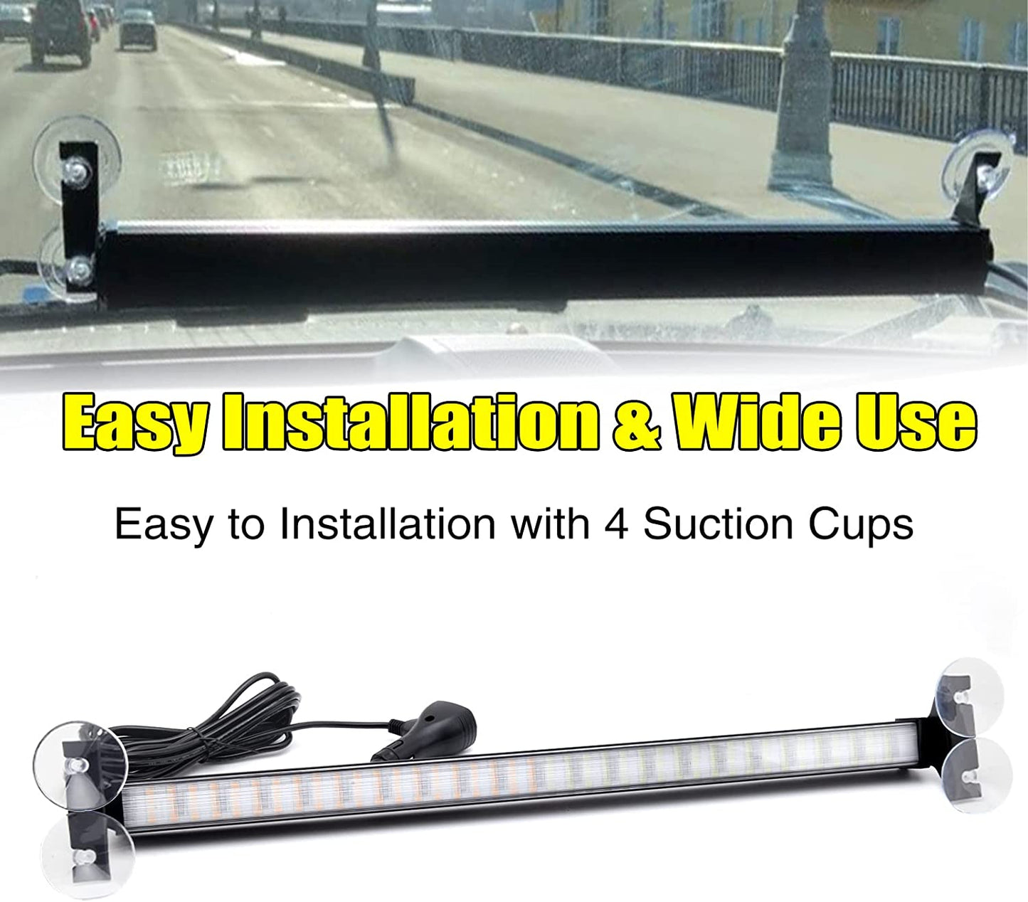 12V-24V 80 Led Strobe Light Windshield Car Flash Signal Emergency Warning Light
