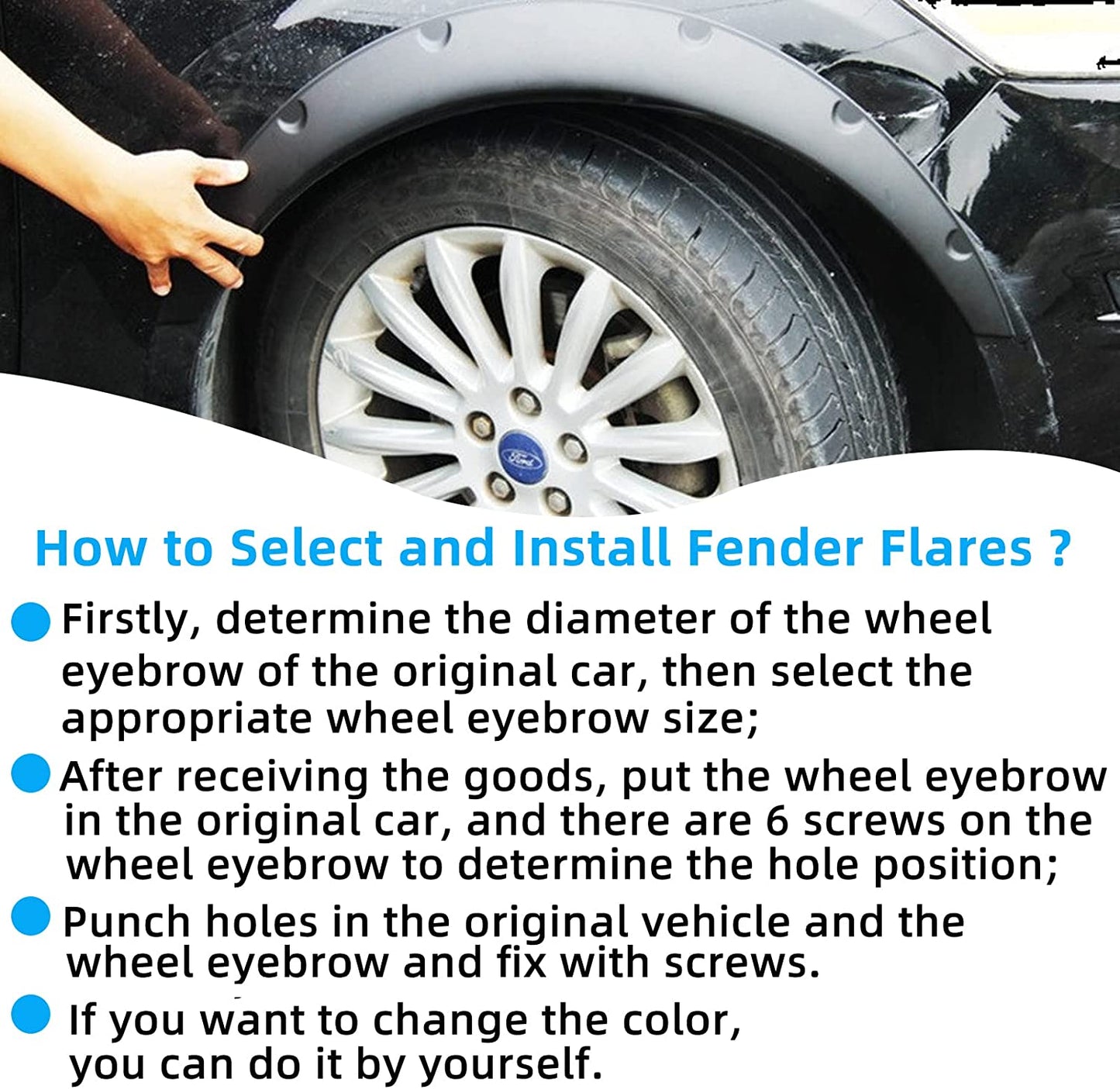 4Pcs 890mm Universal Flexible Car Fender Flares
