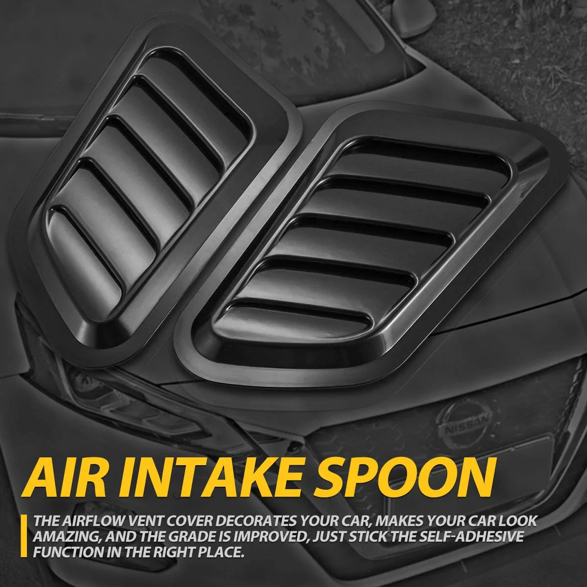 1 Pair Universal Car ABS Decorative Air Flow Intake Scoop Turbo Bonnet Vent Cover Hood