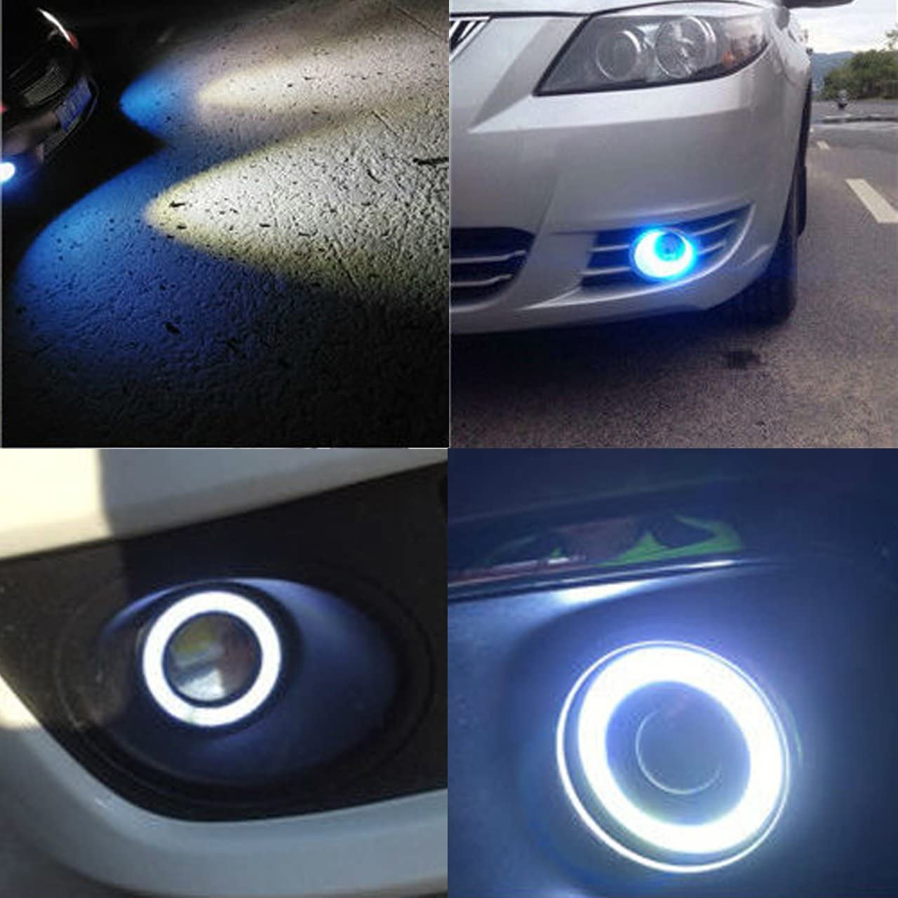 2pcs 3 Inch Universal RGB LED Fog Light White COB Halo Angel Eye Rings DRL Driving Bulbs