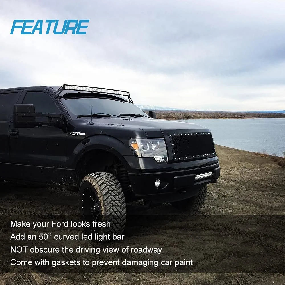 52Inch Curved LED Light Bar Mounting Bracket 52’’ Upper Roof Windshield Mount Bracket