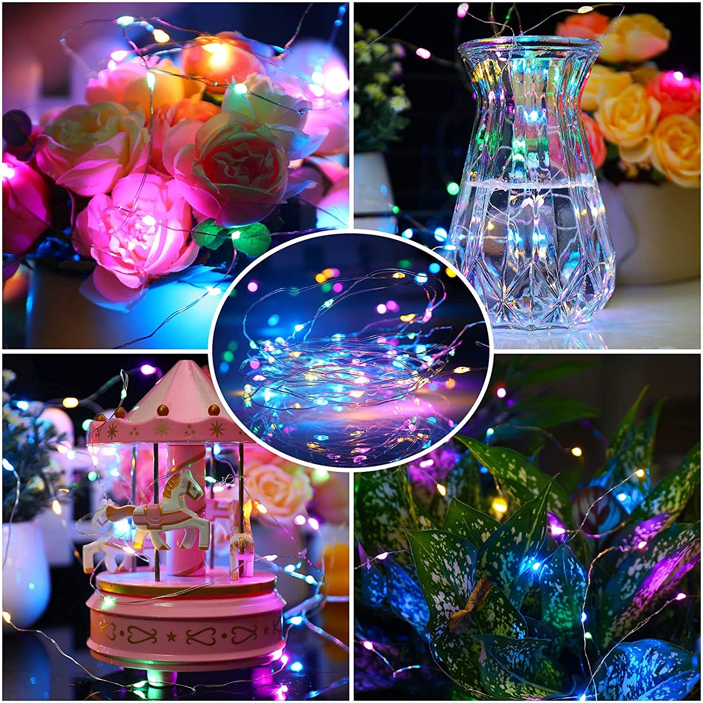 5M 50Leds USB Powered SEED LIGHTS Copper Wire String Lights Fairy String Lights -Silver Wire