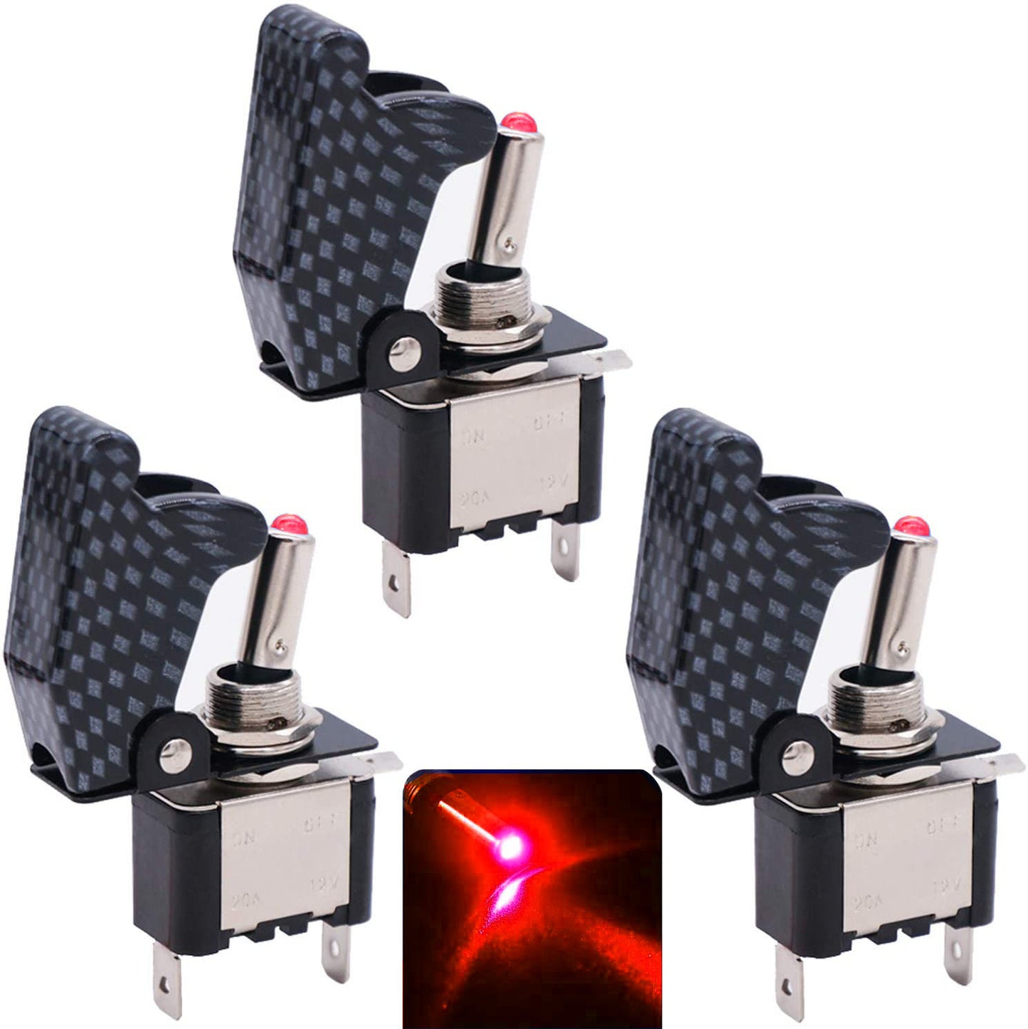 3PCS ×  12V Car  LED Toggle Switch -20A