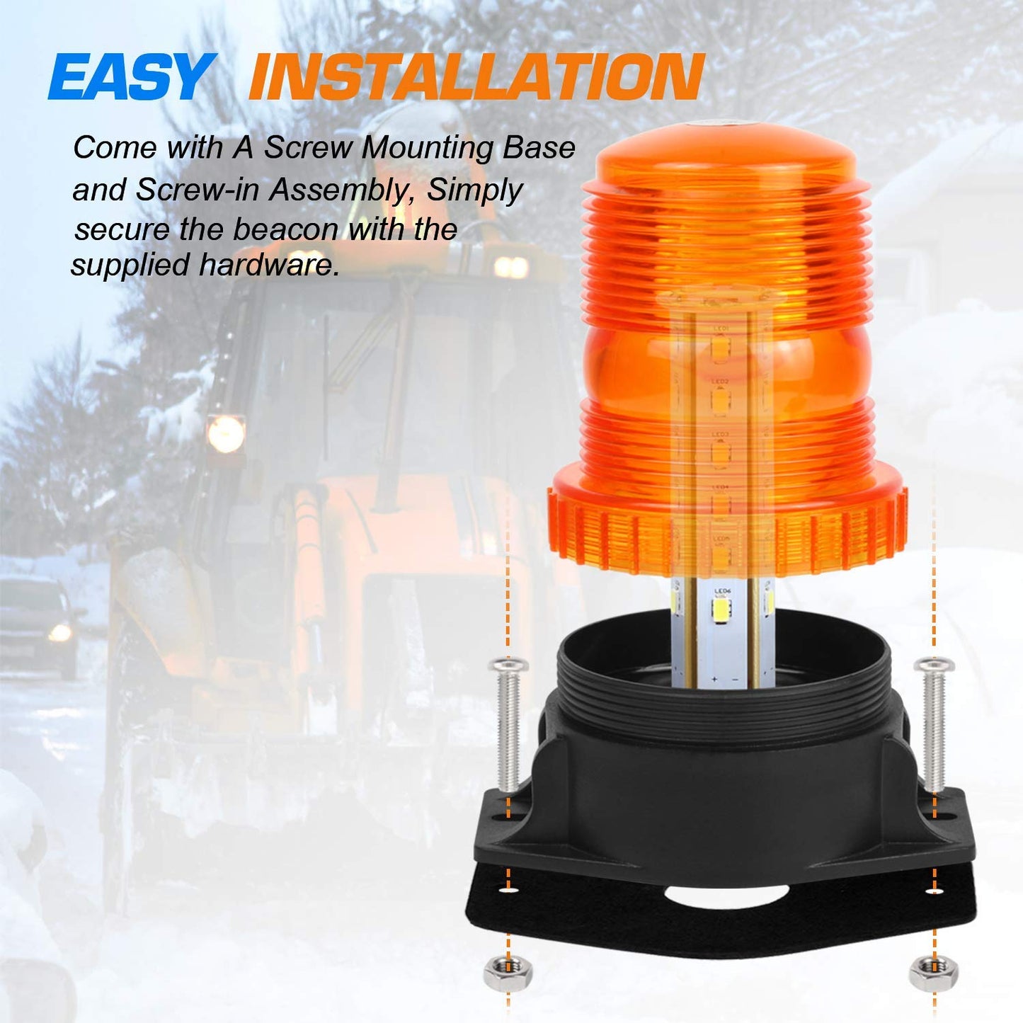 Amber/Yellow Emergency Warning Flashing Safety Strobe Beacon Light