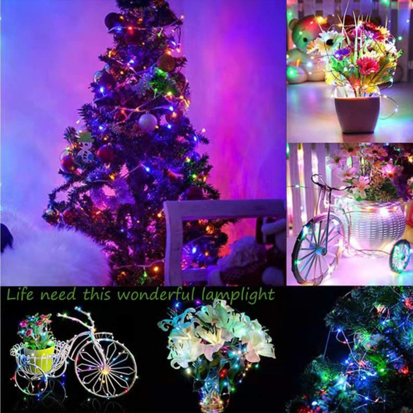 5M 50Leds USB Powered SEED LIGHTS Copper Wire String Lights Fairy String Lights -Silver Wire