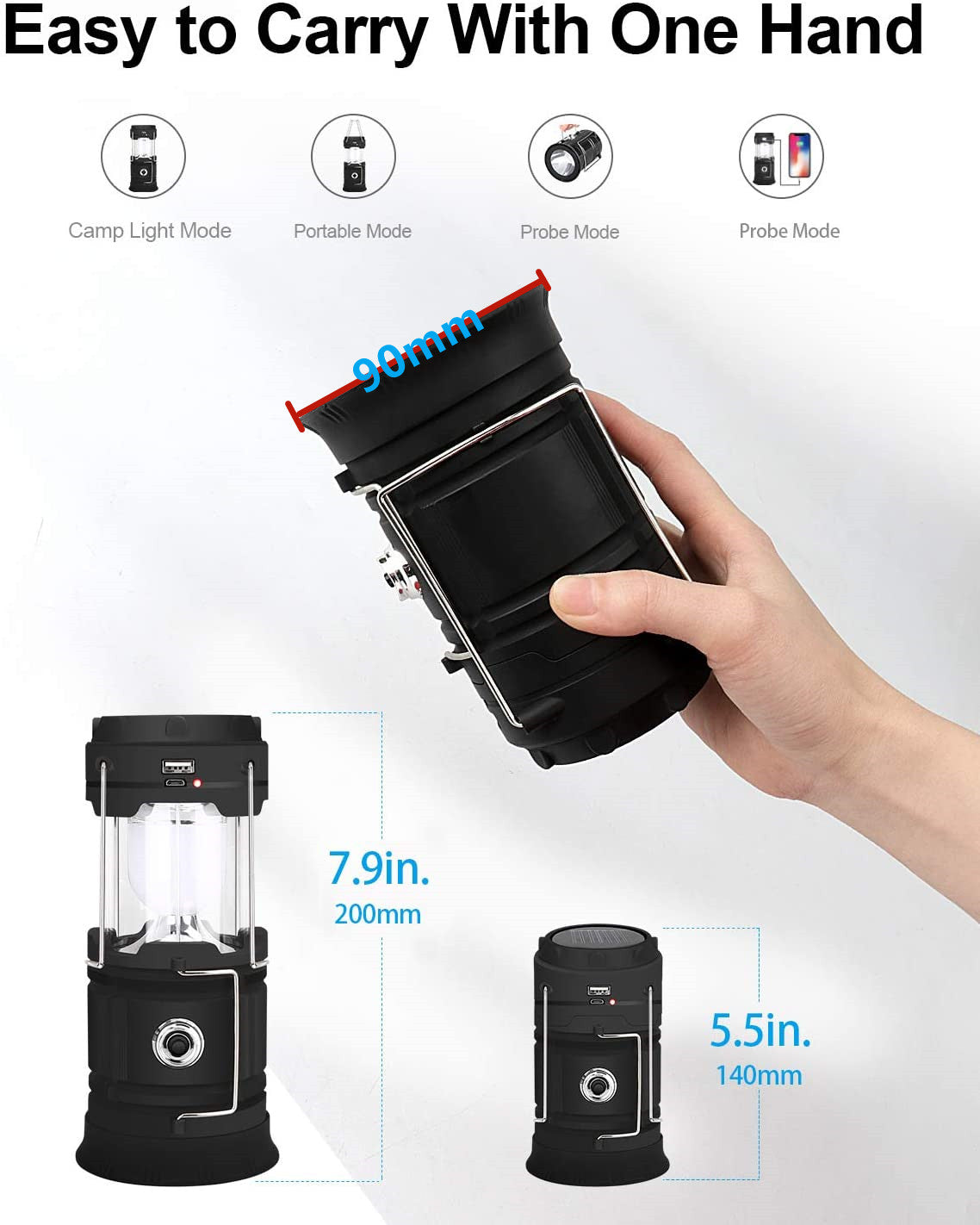 Solar Lantern Flashlight/USB Rechargeable Camping Lantern Led Light /Flashlight
