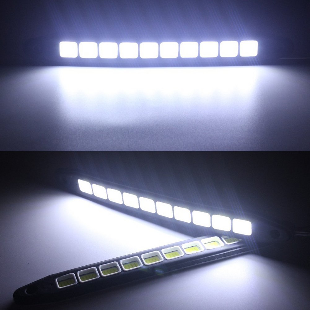 2PCS  800LM WaterprooF Soft Flexible 12V COB LEDs DRL Daylight Driving Light