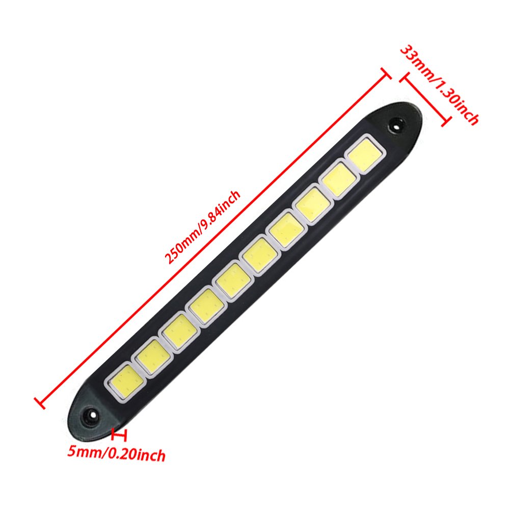 2PCS  800LM WaterprooF Soft Flexible 12V COB LEDs DRL Daylight Driving Light