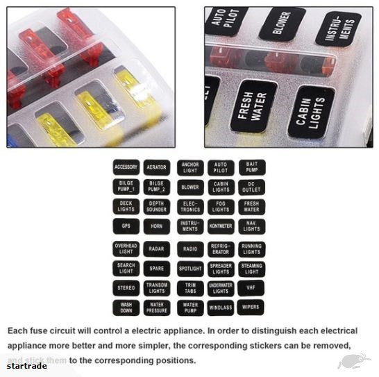 12 Way DC Circuit LED Car Fuse Box Set Fuse Holder Block