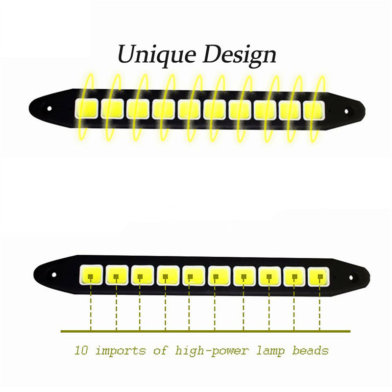 2PCS  800LM WaterprooF Soft Flexible 12V COB LEDs DRL Daylight Driving Light