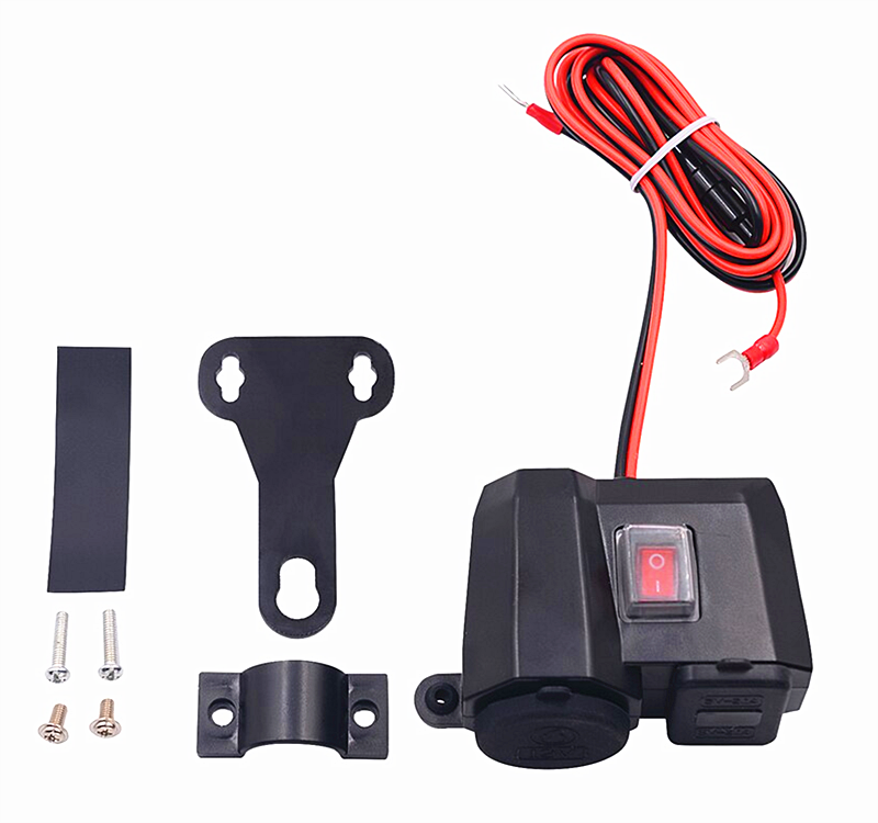 Socket Motorcycle USB Charger DC 5V 2.1A Cigarette Lighter Outlet LED Voltmeter