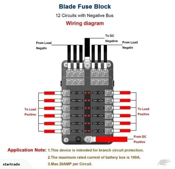 12 Way DC Circuit LED Car Fuse Box Set Fuse Holder Block