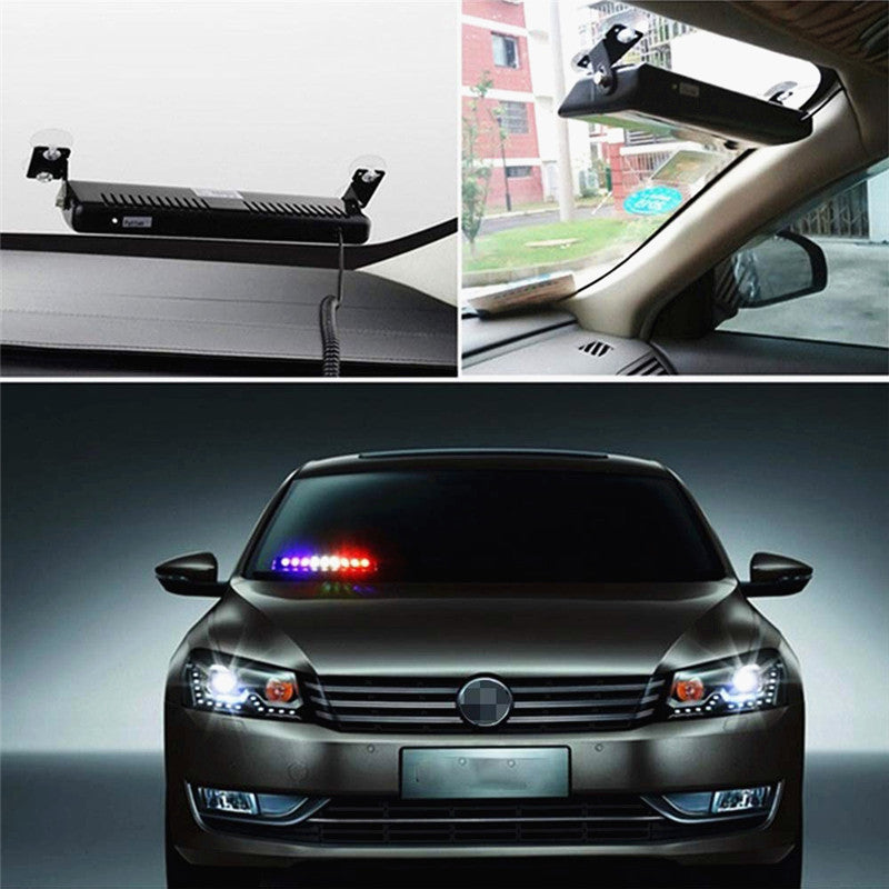 12W 12 Leds Amber Car Emergency Strobe Flash Light Windshield Warning Light