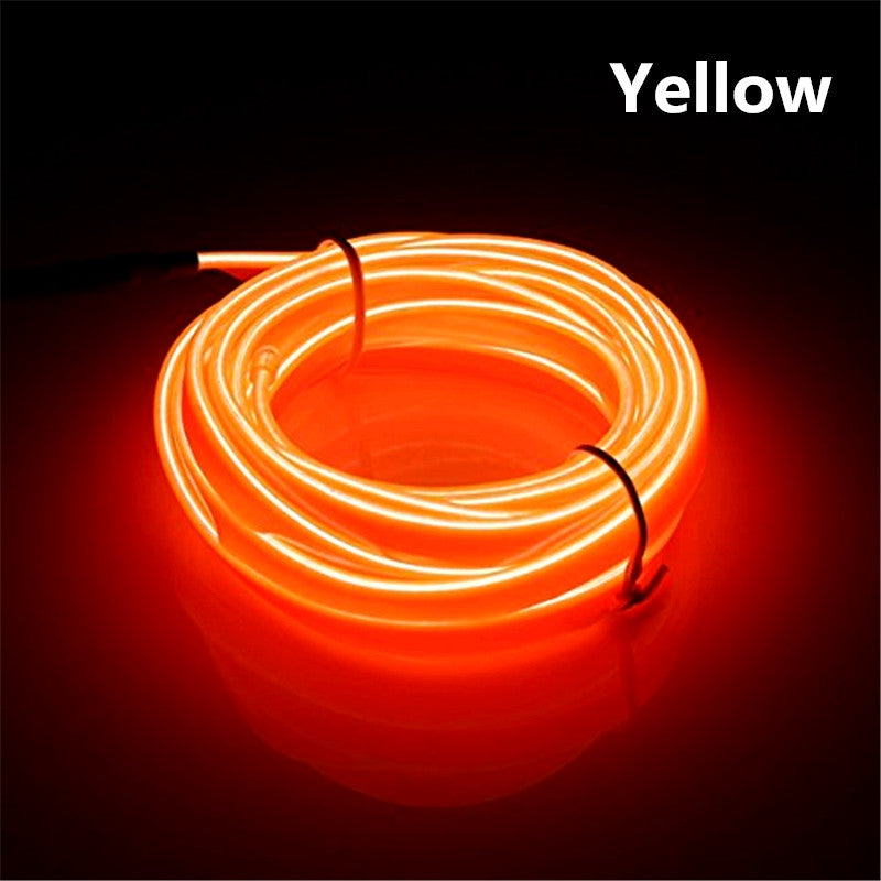 3 Meter Neon EL Wire Glow String Light Car Interior Decor Lamp
