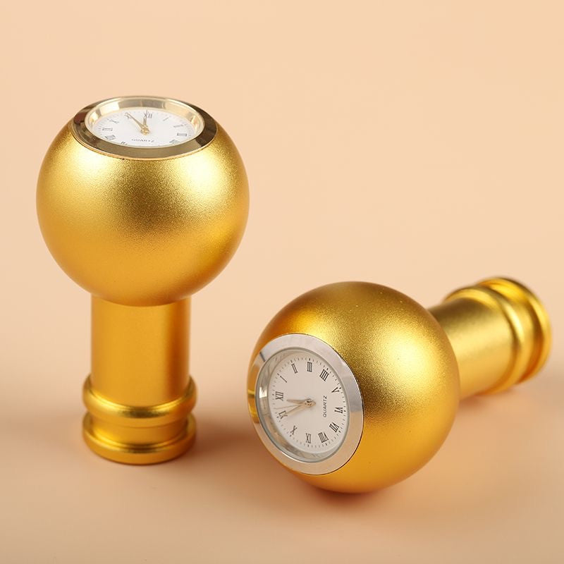 Racing Gear Stick Shift Knob With Quartz Clock Insert Gold