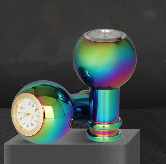 Racing Gear Stick Shift Knob With Quartz Clock Insert Gold