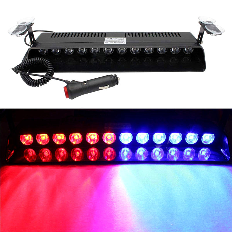 12W 12 Leds Car Truck Emergency Strobe Flash Light Windshield Warning Light