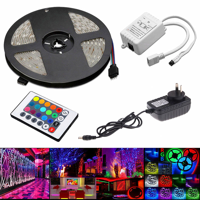 5 Meters 5050 RGB Remote Control Waterproof Flexible LED Strip Light Kit