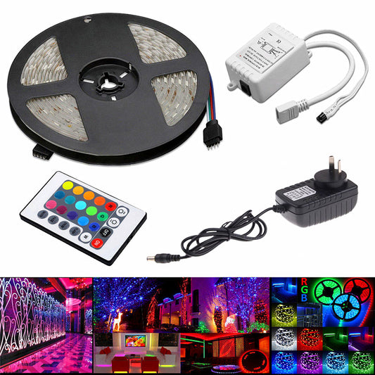 5 Meters 5050 RGB Remote Control Waterproof Flexible LED Strip Light Kit