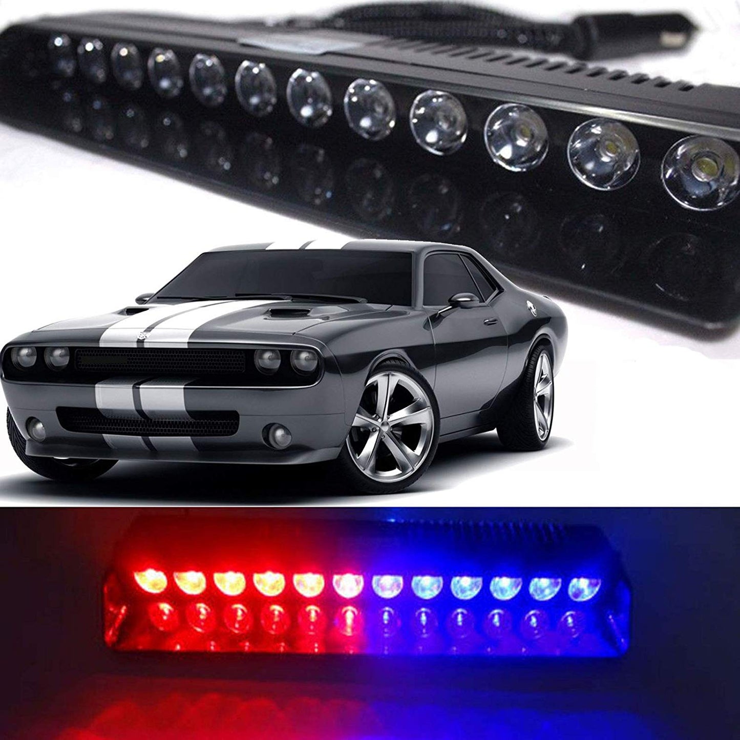 12W 12 Leds Car Truck Emergency Strobe Flash Light Windshield Warning Light