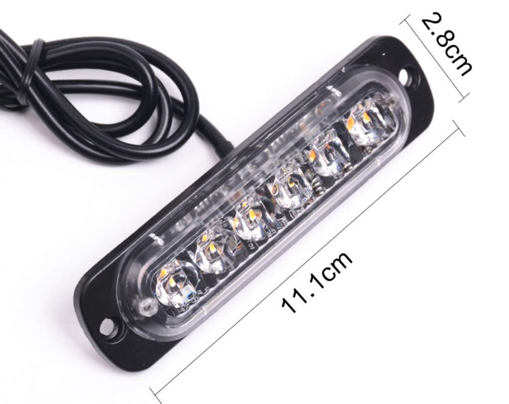 2PCS 12-24V 6LED Slim Flash Light Bar Car Vehicle Emergency Warning Strobe Light