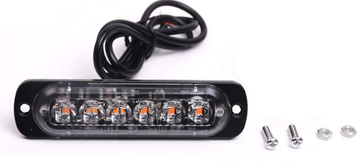 2PCS 12-24V 6LED Slim Flash Light Bar Car Vehicle Emergency Warning Strobe Light