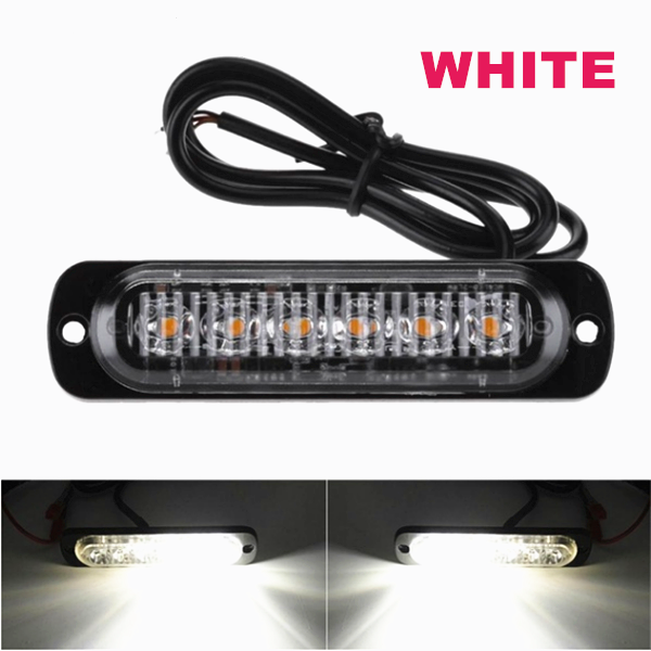 2PCS 12-24V 6LED Slim Flash Light Bar Car Vehicle Emergency Warning Strobe Light