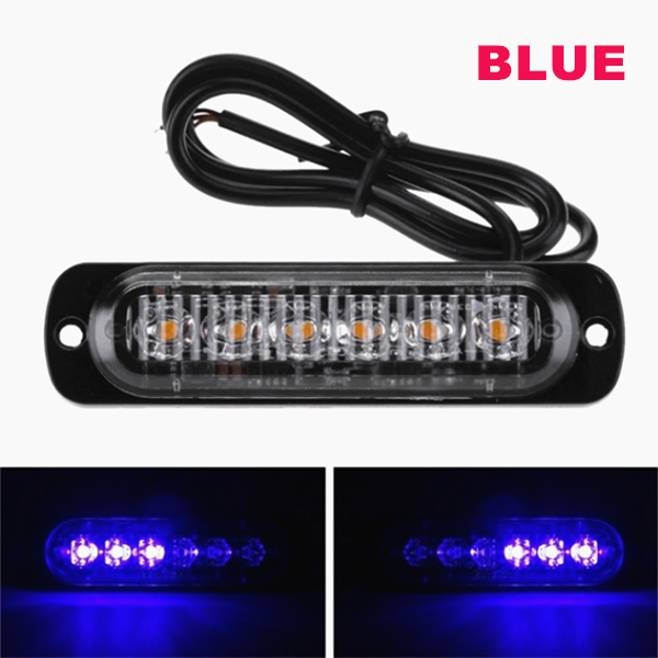 2PCS 12-24V 6LED Slim Flash Light Bar Car Vehicle Emergency Warning Strobe Light