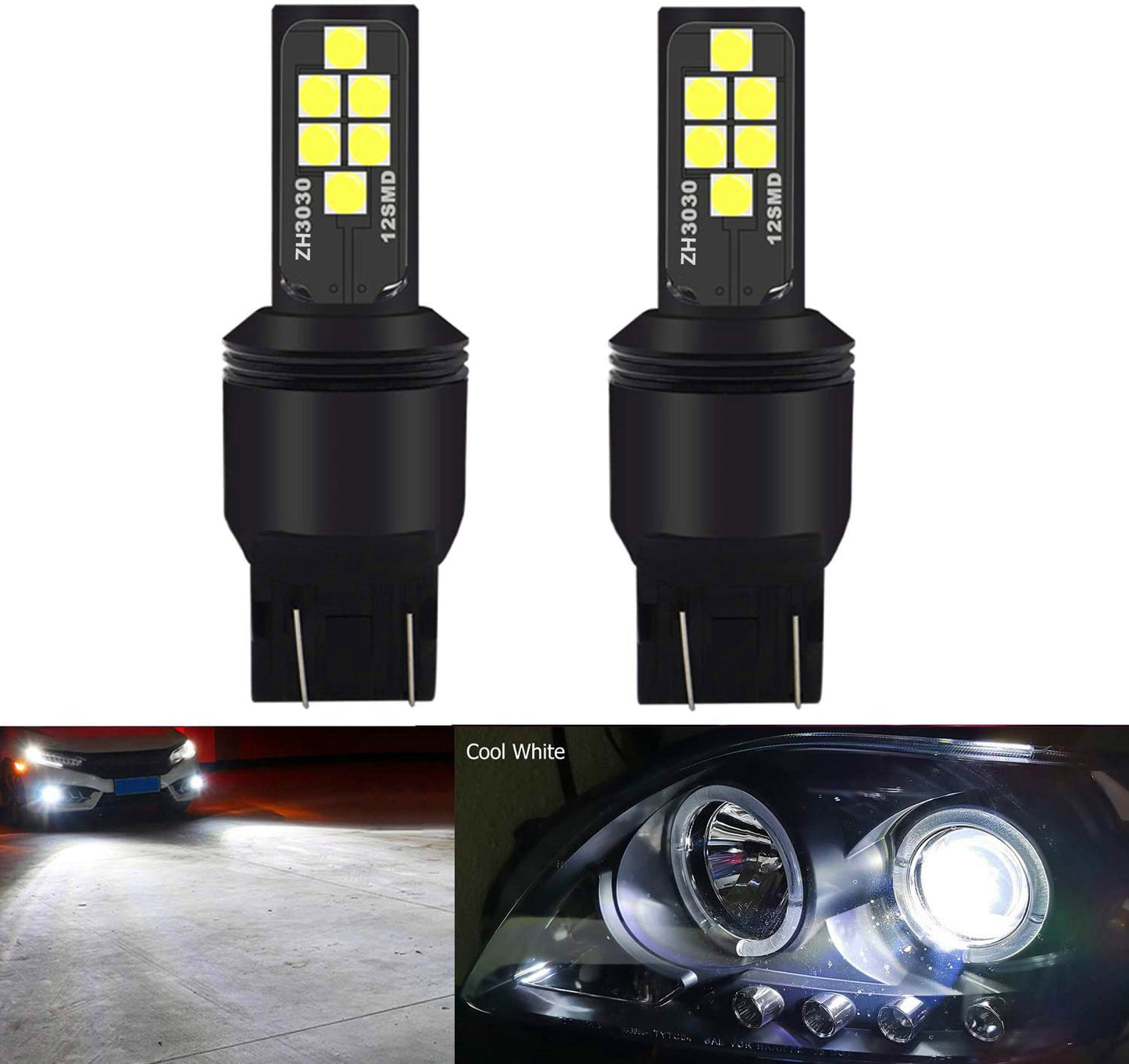2PCS × 12V White T20 Led Lights Bulbs