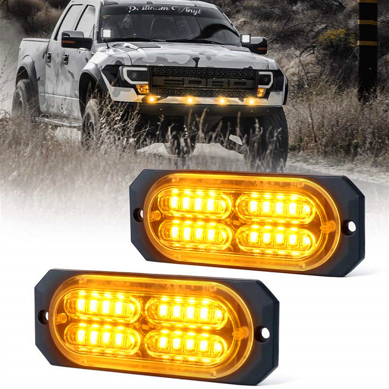 2PCS × 20-LED Super Bright Amber Emergency Warning Strobe Light Bar DC12V-24V