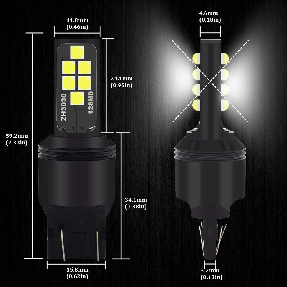 2PCS × 12V White T20 Led Lights Bulbs