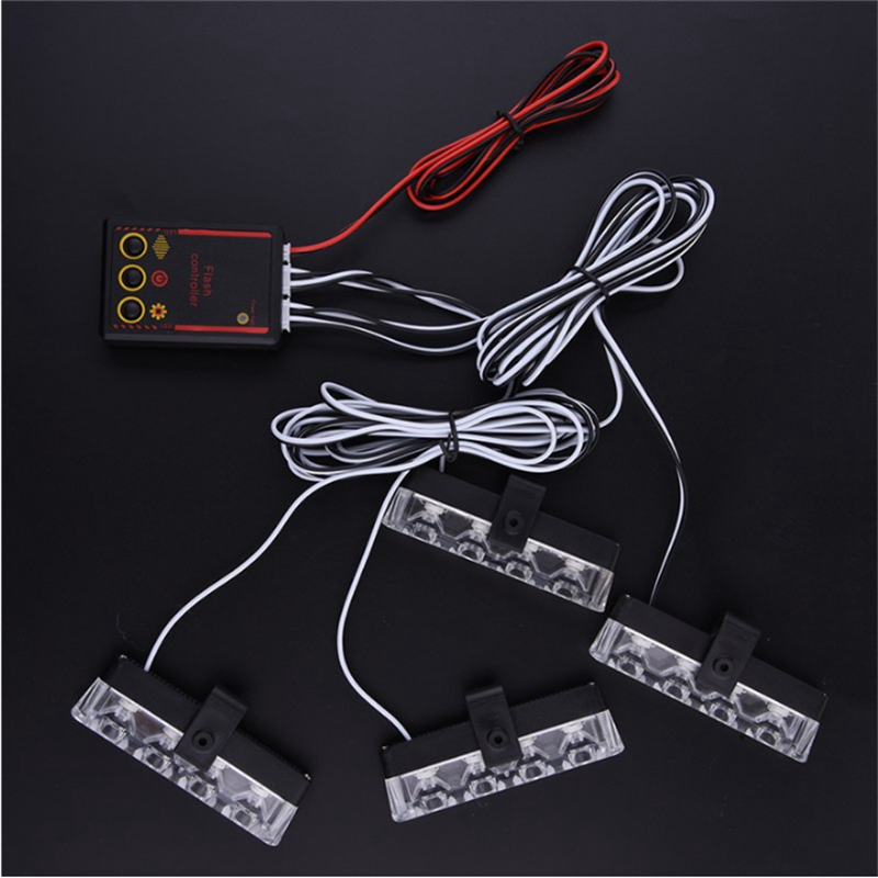 12V 4X4 16 Led Car Strobe Flashing Light Amber/White