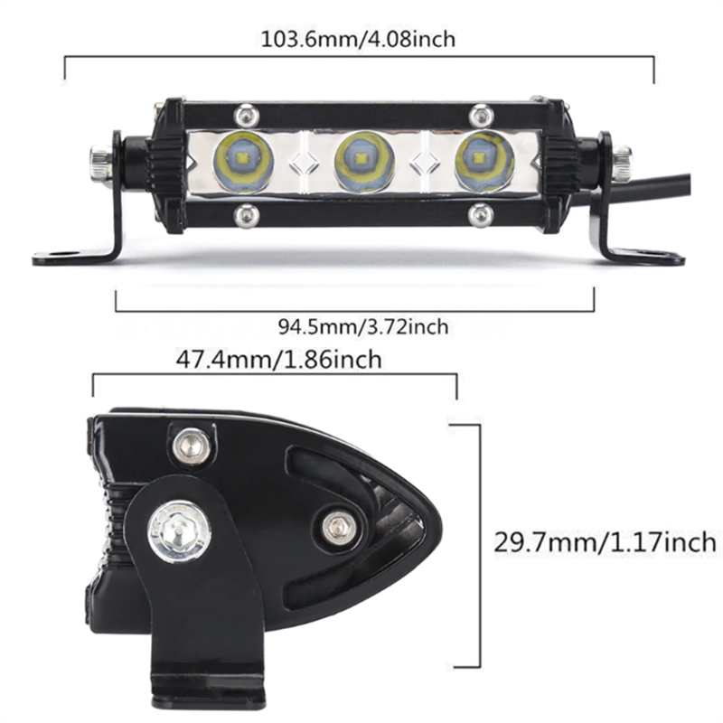 2PCS × 4" 9W 3 LED Light Bar Spot Beam Driving Off-road