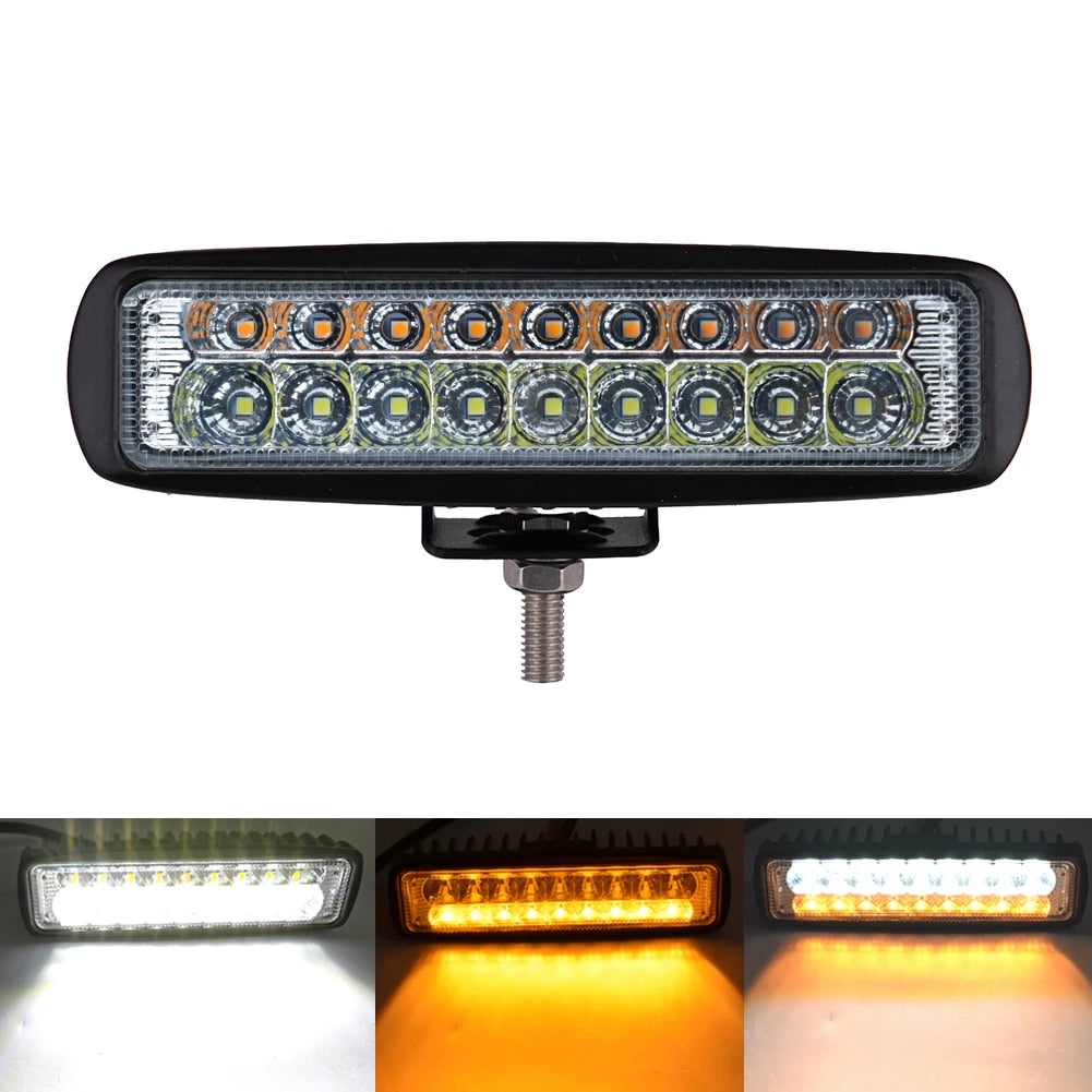 2PCS 6 inch 54W White amber color 3 modes spot off-road car LED work light Bar