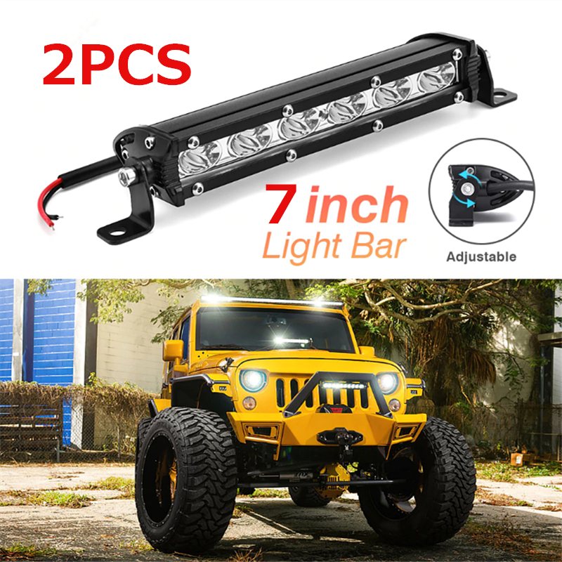 2PCS 7 INCH 12V-24V SUPER THIN ONE ROW  OFFROAD LED LIGHT BAR