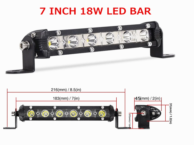 2PCS 7 INCH 12V-24V SUPER THIN ONE ROW  OFFROAD LED LIGHT BAR