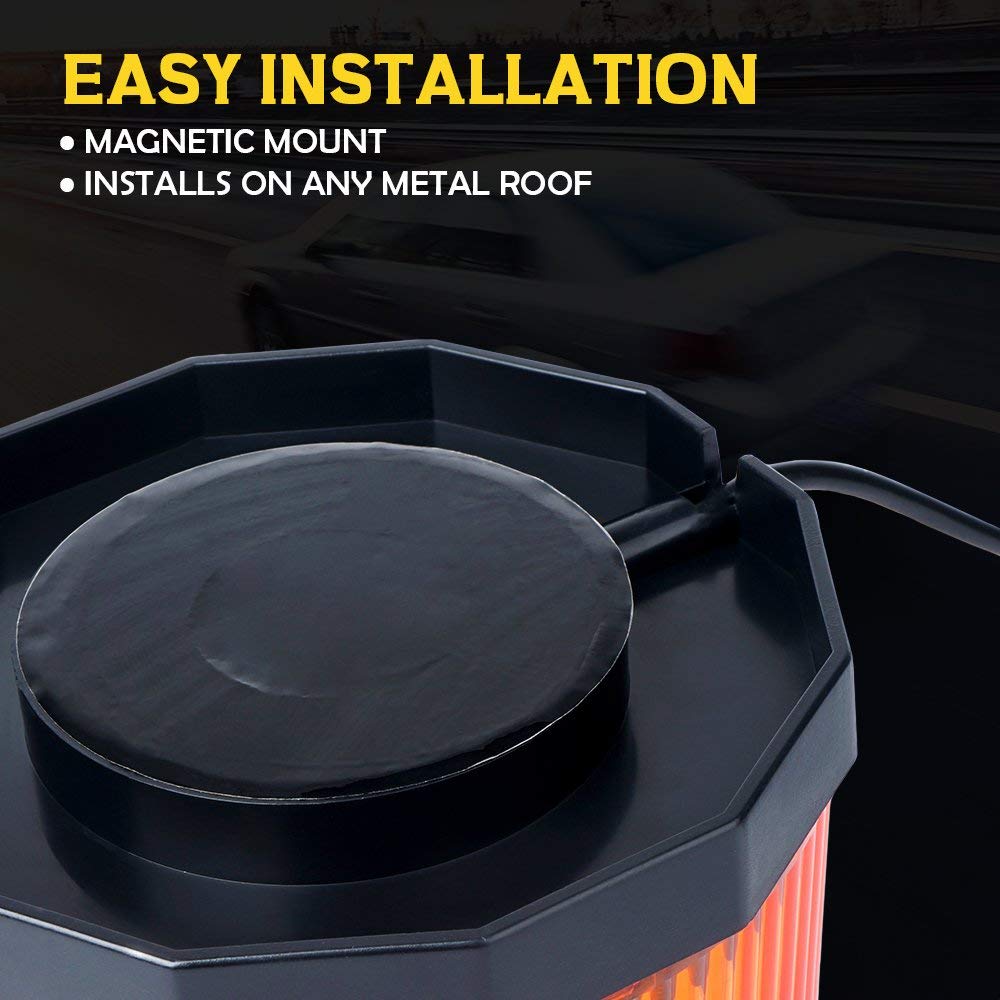 12V/24V Amber  Rotating Revolving LED Beacon Strobe Light with Magnetic Mount